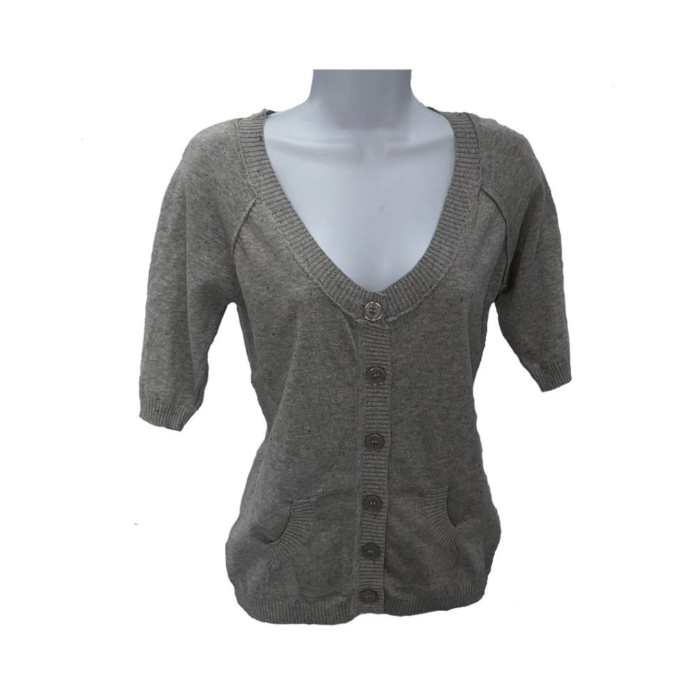 GREY BUTTON-DOWN SWEATER WITH FRONT POCKETS NWT - image 1